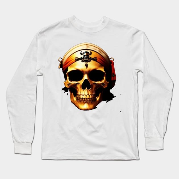 Just a Golden Pirate Scull Long Sleeve T-Shirt by Dmytro